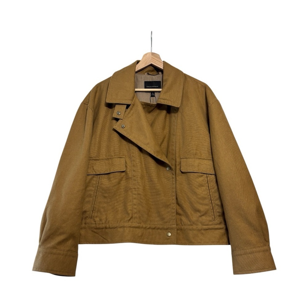 Banana Republic Amelia flight jacket caramel apple Hemp Bomber Cropped XL - Picture 2 of 8